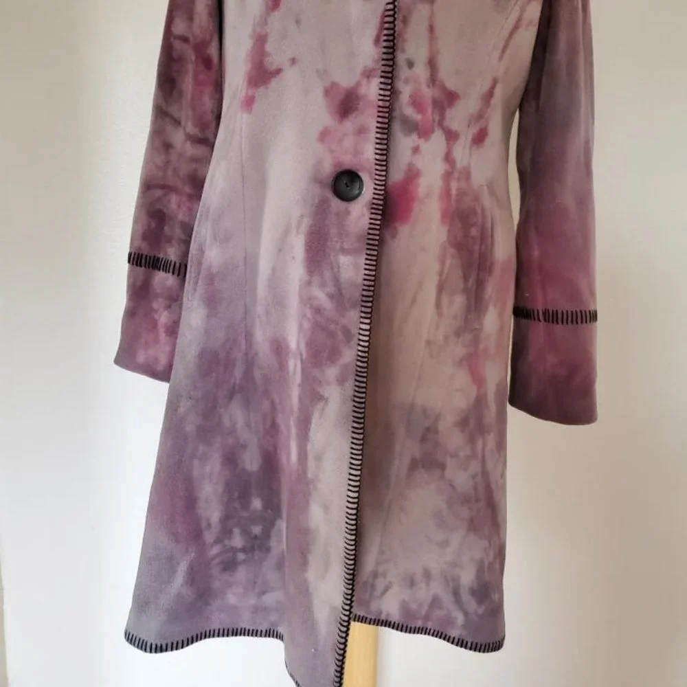Vintage Marvin Richards Cashmere Long hoodie Coat gray black Red purple M L XL - Picture 14 of 15
